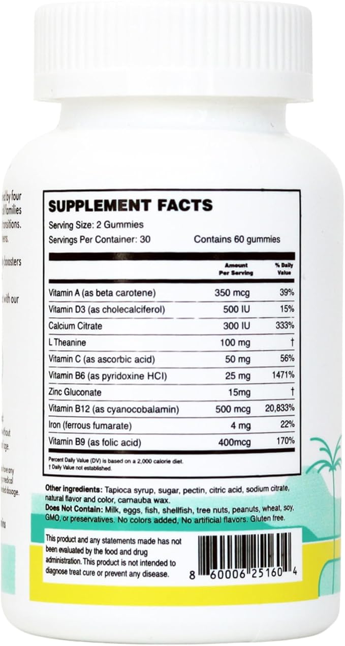 MEWD Teen/Kids Daily Multivitamin Gummy with Natural Mood Enhancer,Vegan,Immune System Booster Supplement,Kids Vitamin with Iron,Zinc,Gluten Free-Focus Vitamin for Kids-Brain Health-Made in USA