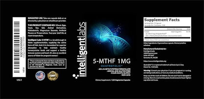 Intelligent Labs 1MG 5-MTHF Methylfolate, 120 Capsules, 4 Months Supply, Best Value Folic Acid Supplement as Quatrefolic Acid, Activated Folate, 1MG = 1000mcg, 5 methyltetrahydrofolate