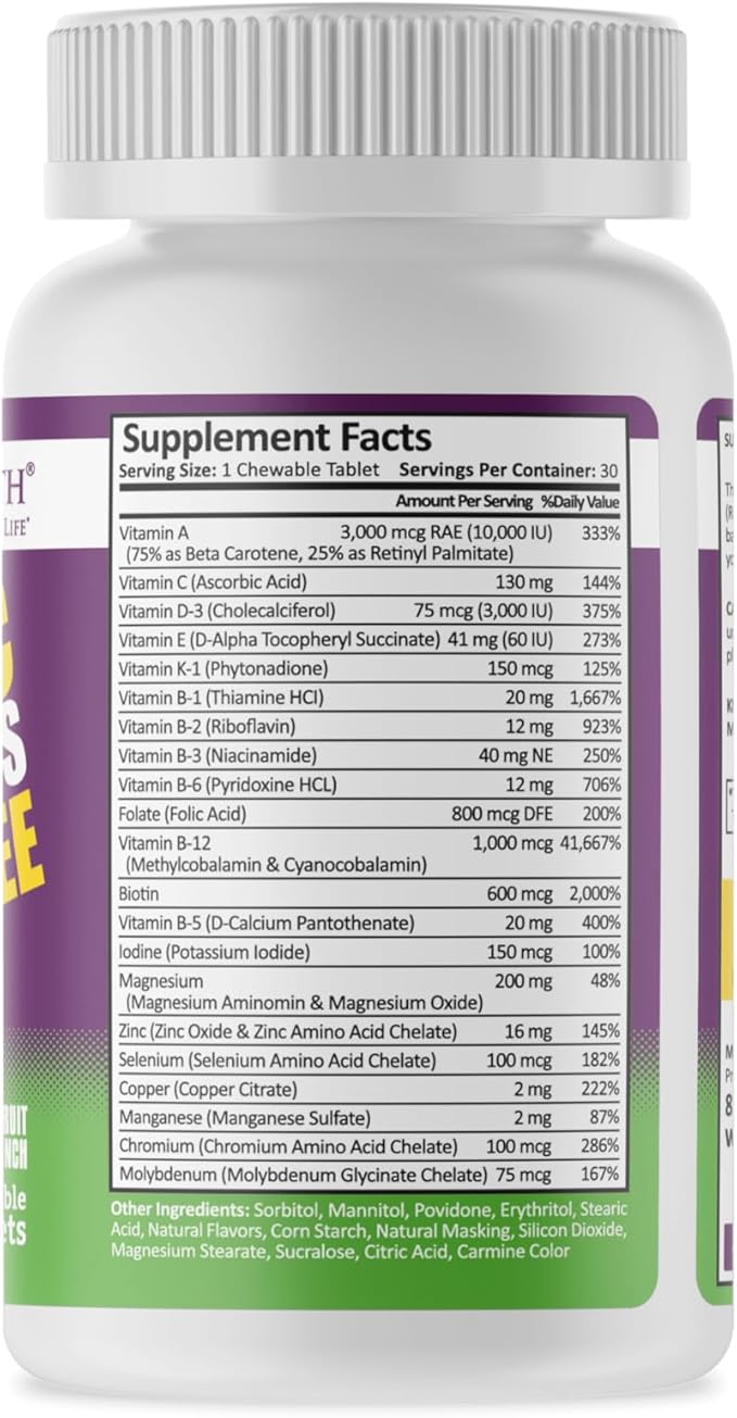 Procare Health Bariatric Multivitamin with Iron 45mg Chewable (30 Tablets) - Fruit Punch Flavor Bariatric Multivitamin Chewable Pills for Gastric Bypass & Sleeve Gastrectomy Patients (01 Month Supply)