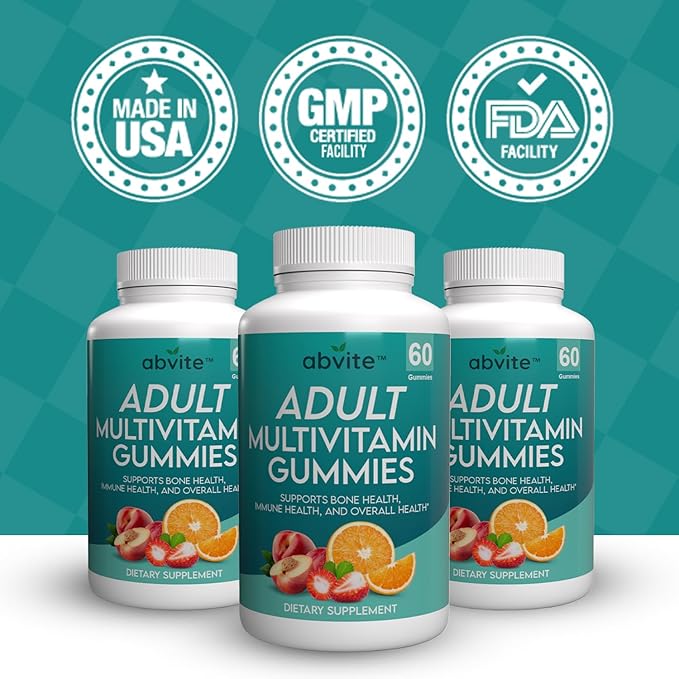 Plant-Based Multivitamin Gummies, Daily multivitamins for Men and Women with Vitamins A, C, D, E, B-3, B-6, B-12, Biotin, inositol, Non-GMO, Gluten Free, 60 Count (30 Days Supply)