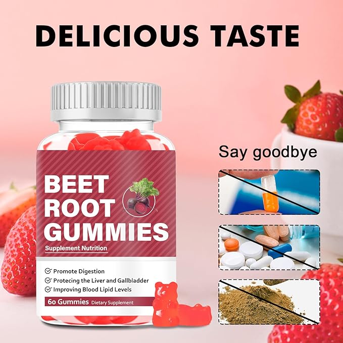 Beet Root Gummies Supplements, Beet Root Chewables, Beet Root Gummy Supplement for Adults, Energy Providing, Nutrition Supporting, Multivitamin