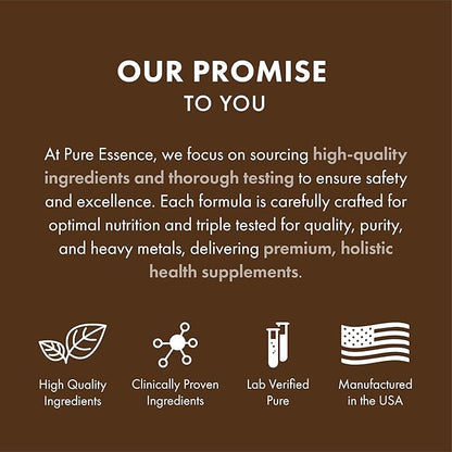 PURE ESSENCE LABS MyPure Lion's Mane 4X - Ultra Strength Brain Support Supplement with 6:1 Hot Water Extract & 10:1 Extract for Cognitive Health, Focus, Memory & Mental Clarity, 60 Capsules