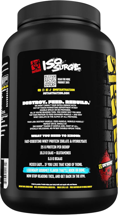 Mutant ISO Surge Whey Protein Isolate Powder Acts Fast to Help Recover, Build Muscle, Bulk and Strength, 1.6 lb (Vanilla Ice Cream)