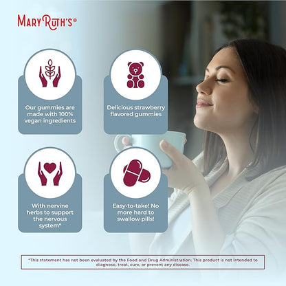 Sleep Gummies by MaryRuth's | Sugar Free | NO Melatonin | L Theanine | Lemon Balm Leaf | Chamomile | Vitamin B6 | Relaxation & Sleep Support | Stress Relief | Vegan | Gluten Free | 60 Count