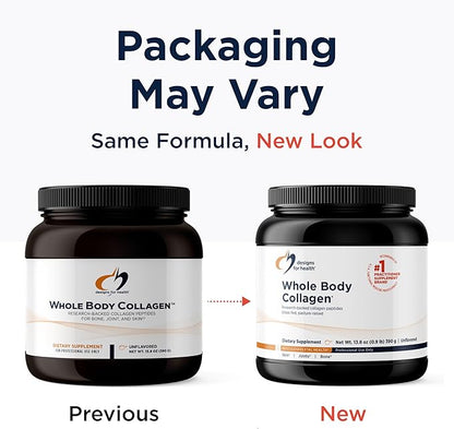 Designs for Health Whole Body Collagen Powder - Hydrolyzed Collagen Peptides Powder for Skin, Joint + Bone Health - Fortigel, Fortibone & Verisol Collagen for Women & Men, Unflavored (30 Servings)