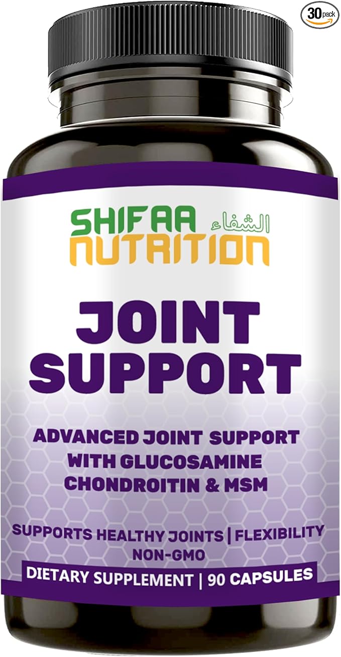 Halal Joint Support Supplement w/Glucosamine Chondroitin MSM | 2820mg 30 Servings | Non-GMO