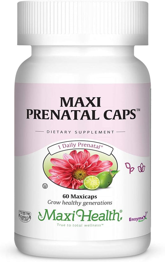 Maxi Health Prenatal Caps Multivitamins with Biotin and Iron One a Day, 60 Count