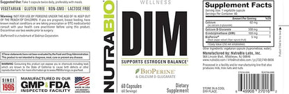 NutraBio DIM Supplement, Supports Estrogen Balance, 100mg - 60 Vegetable Capsules