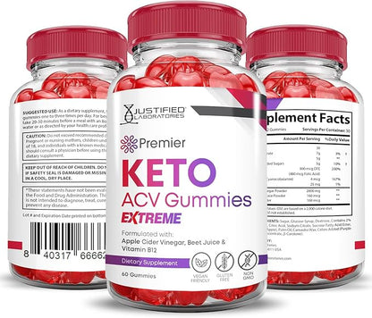 (3 Pack) Premier Keto ACV Gummies Advanced Weight Loss Extreme 2000MG Premier Keto Gummies Apple Cider Vinegar Formulated with Pomegranate Beet Juice Powder B12 Vegan Non GMO 180 Gummys