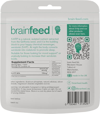 Serotonin Supplements (30) | 1-a-Day Serotonin Mood Support | 5HTP 100mg Per Tablet from Griffonia Seed Extract | Natural Serotonin Booster | 1 Month Supply