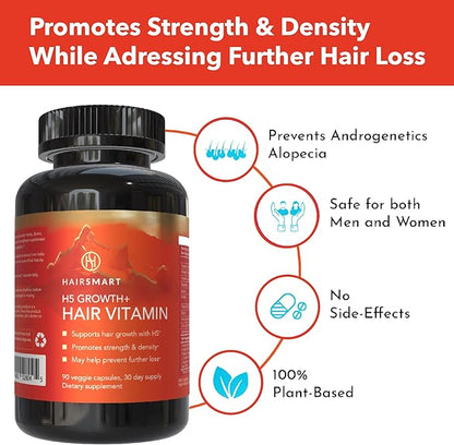 H5 Grow+ Hair Vitamin Supplement – Biotin, Ayurvedic Herbs & 5 Nutrient Groups for Hair Growth, Density & Strength | Best Hair Growth Supplement for Men and Women (Pack of 1) (1 Pack)