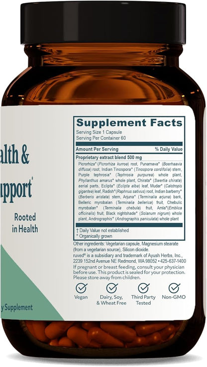 Ruved Livtone, Powerful Doctor-Formulated Liver Support with Berberine, Andrographis and Amla, Ayurvedic Herbal Supplement for Detoxification and Gastrointestinal Health, 60 Vegetarian Capsules