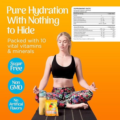 Swigg Electrolytes Powder Packets - No Sugar Multivitamin Hydration Powder, Sugar Free Electrolyte Drink Mix with Vitamin B12, B5, B6, C, D and Folate, Multi Vitamin Water, Tropical Fusion - 30 Sticks