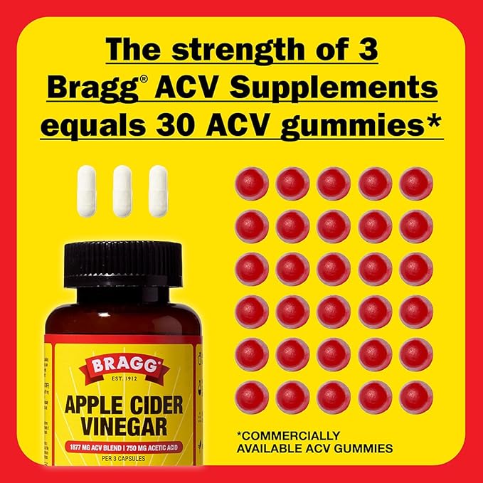 Bragg Apple Cider Vinegar Capsules with Vitamin D and Zinc - (2 Pack) 90 Capsules - Supports The Immune System