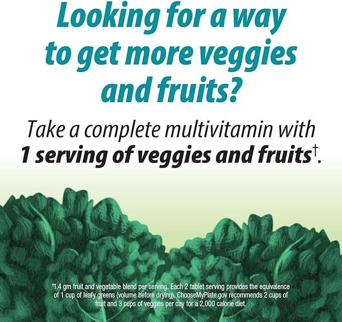 Nature's Way Alive! Garden Goodness Men's Multivitamin, One Serving of Veggies and Fruits**, High Potency B-Vitamins, 60 Tablets