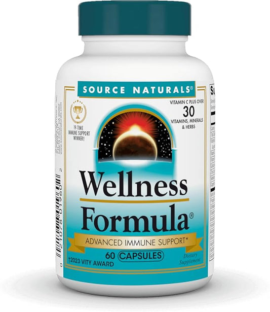 Source Naturals Wellness Formula Bio-Aligned Vitamins & Herbal Defense for Immune System Support - Dietary Supplement & Immunity Booster - 60 Capsules