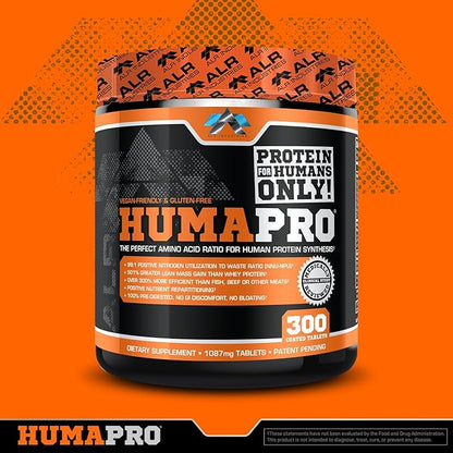 Humapro Tablets | Amino Acids Protein Matrix for Humans | 99% Utilization for Lean Muscle | Vegan, Gluten Free | 300 Tablets / 60 Servings