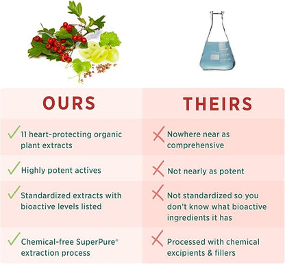 PURE SYNERGY Heart Protector | Organic Heart Health Support | Holistic Heart Supplement with Organic Hawthorn Berry, Resveratrol, and Nattokinase | For Heart, Blood, and Vascular Support (60 Capsules)