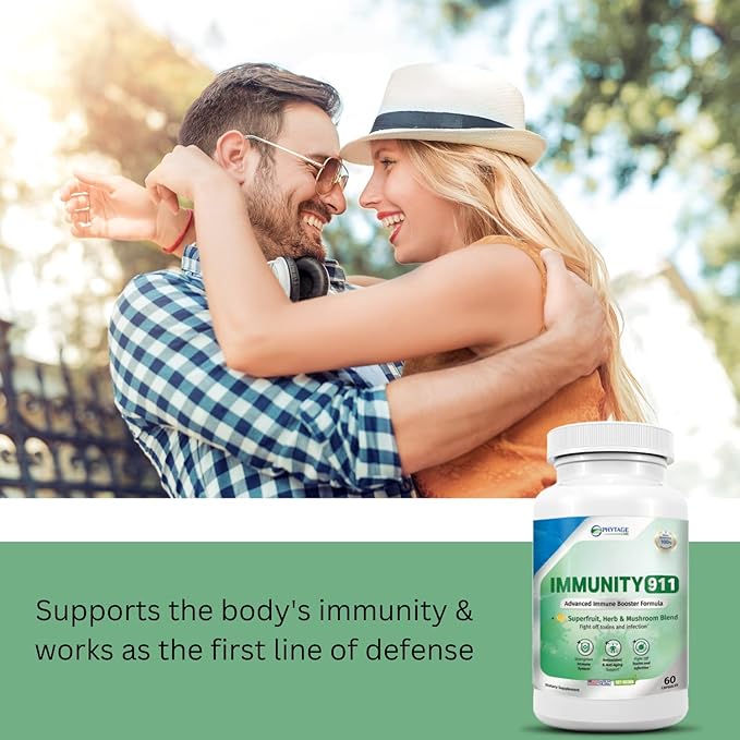 Immunity 911 Supplement - with Natural Ingredients Like Turmeric, Vitamin C, B6, E, Zinc - High Potency Immune Support -60 Capsules