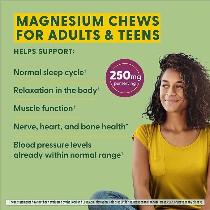 MegaFood Relax + Calm Magnesium Supplement - Soft Chews with Magnesium Citrate & Magnesium Malate for Heart Health, Muscle Tension & More - Vegetarian - Grape-Flavor - 60 Chews (30 Servings)