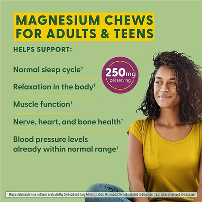 MegaFood Relax + Calm Magnesium Supplement - Soft Chews with Magnesium Citrate & Magnesium Malate for Heart Health, Muscle Tension & More - Vegetarian - Grape-Flavor - 60 Chews (30 Servings)