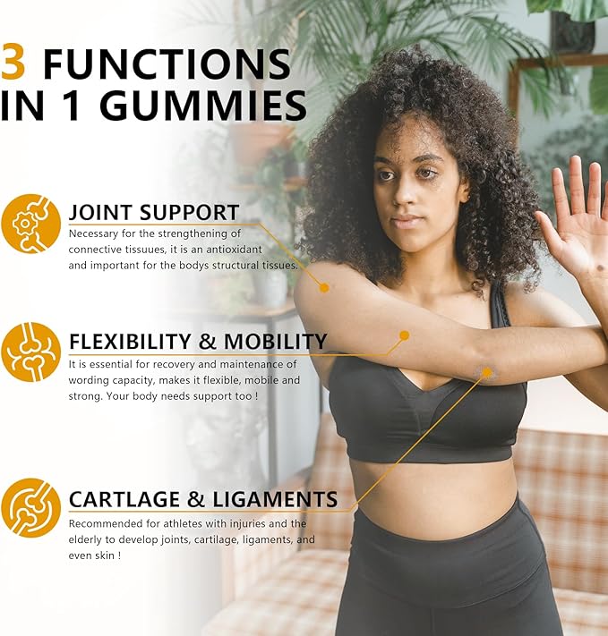 Sugar Free Glucosamine Chondroitin Gummies, Extra Strength 1500mg Glucosamine with Chondroitin MSM & Elderberry & Turmeric, Joint Support Supplement for Men & Women Move Free Joint Health