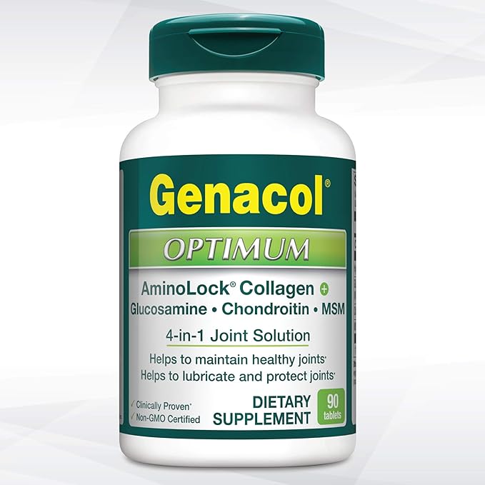 Genacol Glucosamine, Chondroitin & MSM Joint Supplement with Collagen Peptides Glucosamina Condroitina y Colageno Optimum 90 Tablets