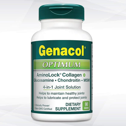 Genacol Glucosamine, Chondroitin & MSM Joint Supplement with Collagen Peptides Glucosamina Condroitina y Colageno Optimum 90 Tablets