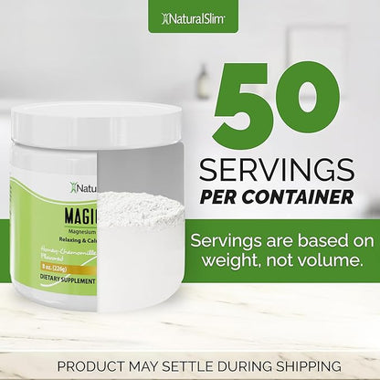NaturalSlim Magicmag Pure Magnesium Citrate Powder Stress, Constipation, Muscle, Heart Health, and Sleep Support | Honey Chamomile Magnesium Supplement - 8oz Drink Mix (Solo)