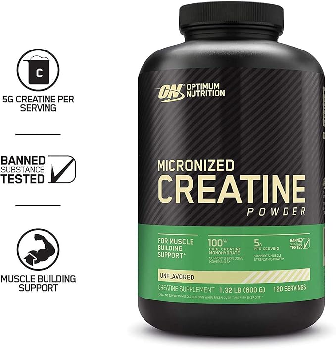 Optimum Nutrition Creatine Powder, Unflavored, 600 Gram
