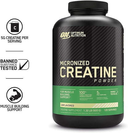 Optimum Nutrition Creatine Powder, Unflavored, 600 Gram
