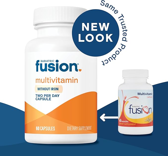 Bariatric Fusion Bariatric Multivitamin Without Iron | Post Bariatric Surgery Patients | Iron Free Bariatric Vitamin for Gastric Bypass and Sleeve Gastrectomy | 60 Capsules | 1 Month Supply