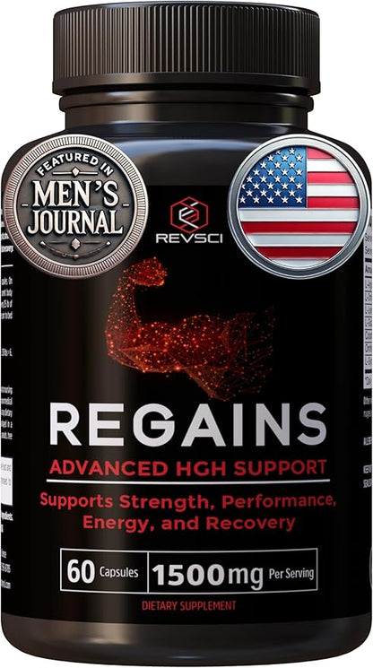 HGH Supplements for Men & Women - Regains Natural Anabolic Muscle Growth Building GH & Human Growth Hormone for Men, Muscle Builder for Men, Muscle Recovery Post Workout Supplement, 60 Protein Pills