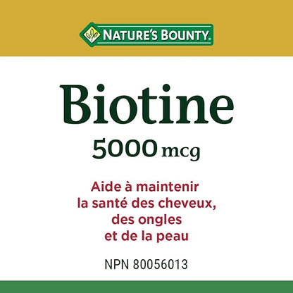 Nature's Bounty Biotin 5000mcg, 100 Count