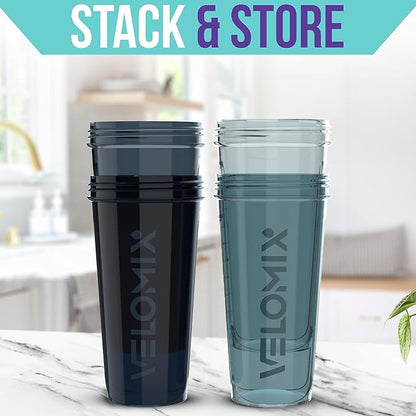 -4 PACK- 28 oz Shaker Cups for Protein Shakes - 4x Wire Whisk | Leak Proof Protein Shaker Bottles for Protein Mixes | Protein Shaker Bottle Pack | Mixer for Protein Shakes(Aqua Depths)