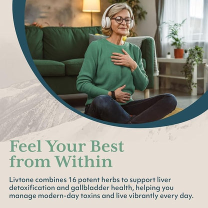 Ruved Livtone, Powerful Doctor-Formulated Liver Support with Berberine, Andrographis and Amla, Ayurvedic Herbal Supplement for Detoxification and Gastrointestinal Health, 60 Vegetarian Capsules