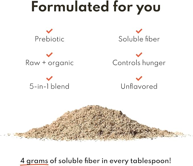 Daily Fix Organic Soluble Fiber Supplement for Digestive Gut Health, Gluten Free Vegan Soluble Prebiotic Powder, One Month Supply