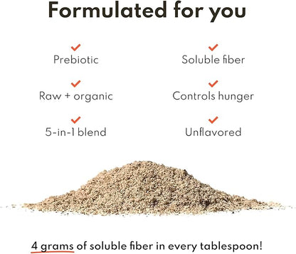 Daily Fix Organic Soluble Fiber Supplement for Digestive Gut Health, Gluten Free Vegan Soluble Prebiotic Powder, One Month Supply