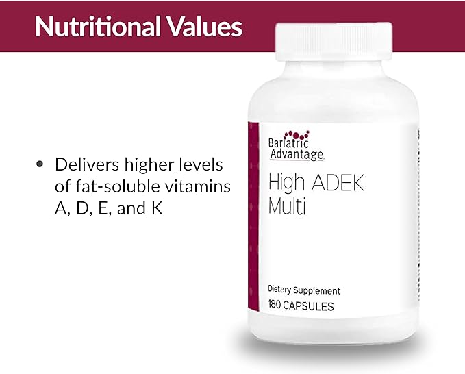 Bariatric Advantage High ADEK Multi - for Bariatric Surgery Patients - Multivitamin with Vitamins A, D, E, K & Trace Minerals - 100%+ DV of ADEK - 180 Capsules
