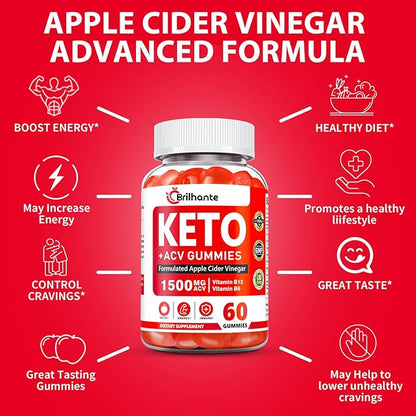 Regina Keto ACV Gummies, Apple Cider Vinegar Gummies with B12 for Energy & Wellness, for Man and Woman, Gelatin-Free, Delicious & Convenient (60 Count)