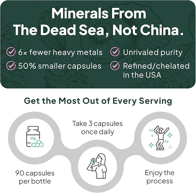 Pure Magnesium Glycinate with Zinc - Maximum Strength Chelated Magnesium Supplement for Women and Men for Muscle Cramps and Sleep Support - 90 Capsules