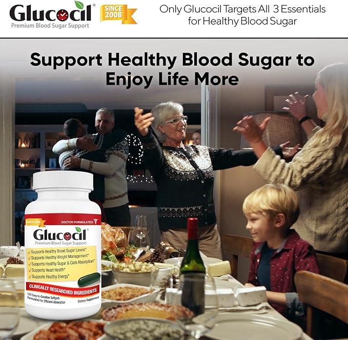 Glucocil – Softgels - Premium Blood Sugar Support - Over 2 Million Bottles Sold - Supports The 3 Essentials for Healthy Blood Sugar - Since 2008, with Berberine, Proprietary Mulberry Leaf, and More