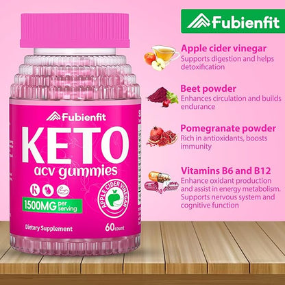 (2 Pack) Keto ACV Gummies Advanced Formula 1500MG Keto Gummies Apple Cider Vinegar Formulated with Pomegranate Beet Juice Powder B12 Vegan Non GMO 120 Gummys