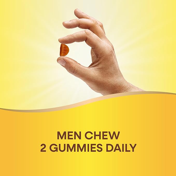 Nature's Way Alive! Men’s 50+ Daily Gummy Multivitamins, Supports Healthy Brain, Eyes, Heart*, B-Vitamins, Gluten-Free, Vegetarian, Fruit Flavored, 60 Gummies (Packaging May Vary)