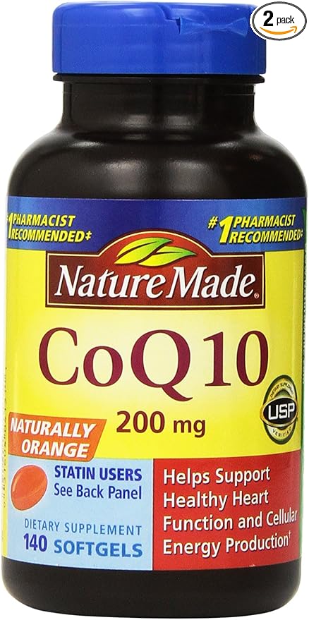 Nature Made CoQ10 Coenzyme Q10 200 mg - 2 Bottles, 140 Softgels Each