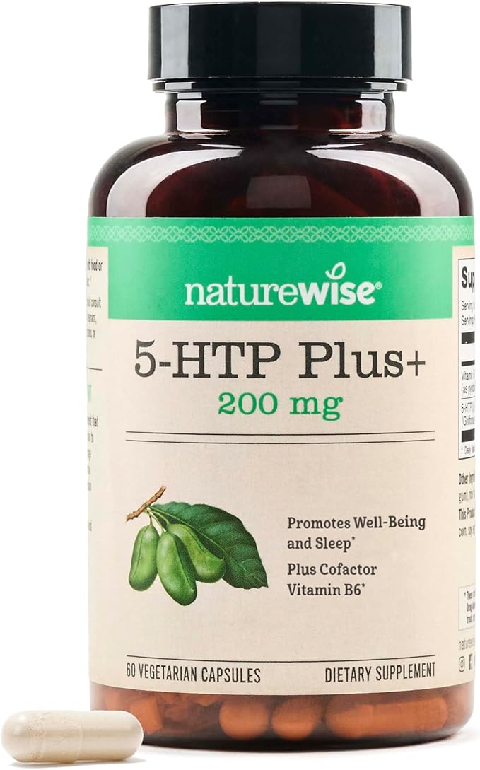 NatureWise 5-HTP 200mg, Vegan 5 HTP Plus Supplement from Griffonia Seeds with Cofactor Vitamin B6 - Mood Support Supplement & Natural Sleep Aid for Adults - Delayed-Release - 60 Count[2-Month Supply]