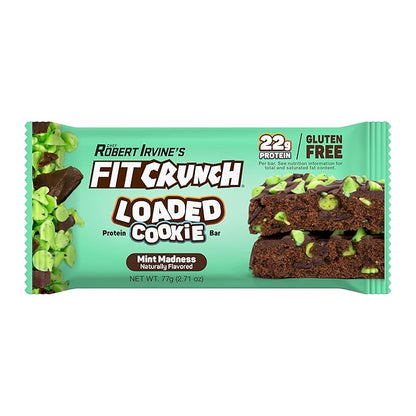 FITCRUNCH Loaded Cookie Protein Bar, High Protein, Gluten Free, Protein Snack (12 Cookie Bars, Mint Madness)