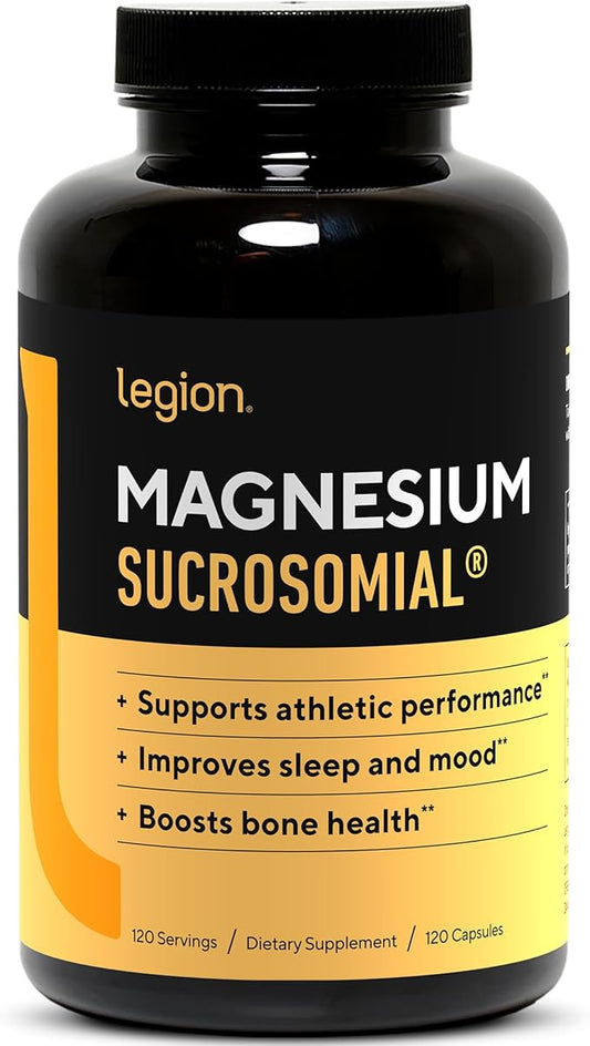 Legion Sucrosomial Magnesium Supplements - High Absorption Magnesium Supplement for Women & Men - Magnesium Mineral Supplements to Help Boost Athletic Performance & Overall Health - 120 Servings