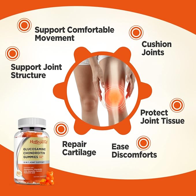 Glucosamine Chondroitin Gummies Sugar Free, Joint Support Gummies Supplements for Adults Men & Women, 1500mg Glucosamine Chewables with MSM Turmeric, 120 Count