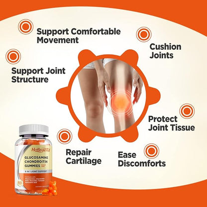 Glucosamine Chondroitin Gummies Sugar Free, Joint Support Gummies Supplements for Adults Men & Women, 1500mg Glucosamine Chewables with MSM Turmeric, 120 Count